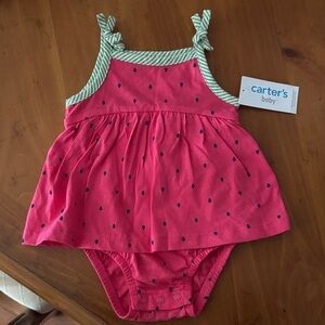 Carter's Pink and Green Diaper Cover Dress